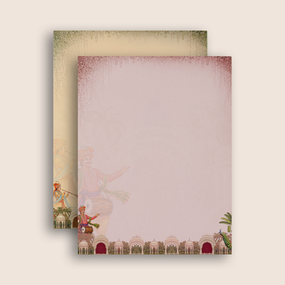 Green Lord Ganesha Floral Padded Wedding Card - KAA05560