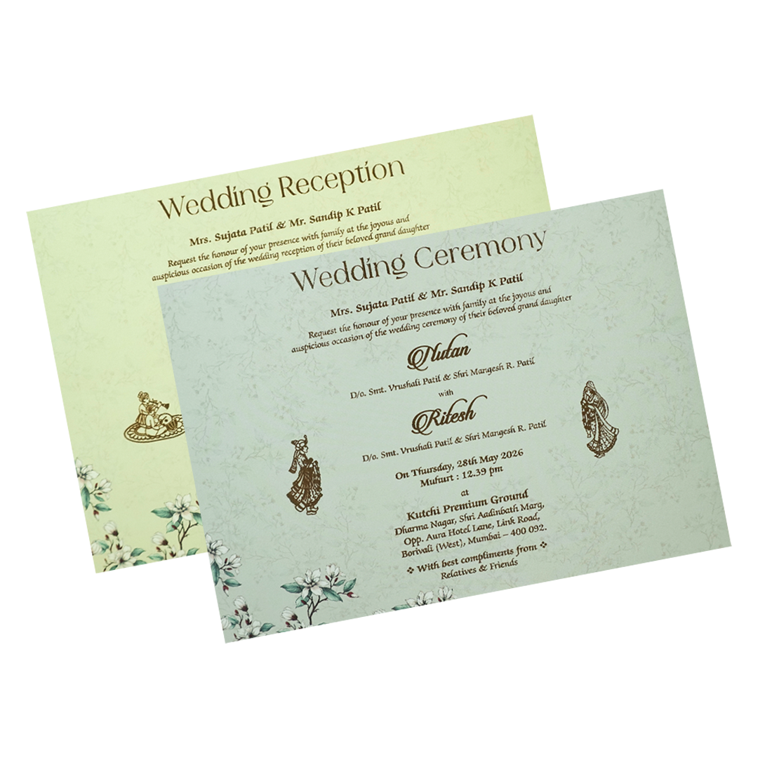 Grey Medallion Padded Wedding Card-KRE27870