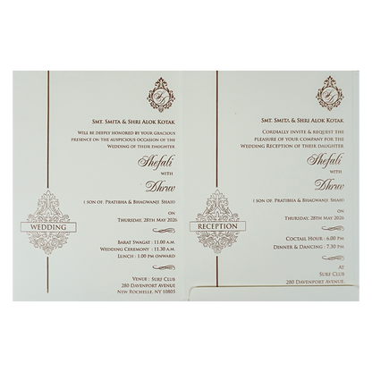 White Ganesha Floral Wedding Card-KRE28370