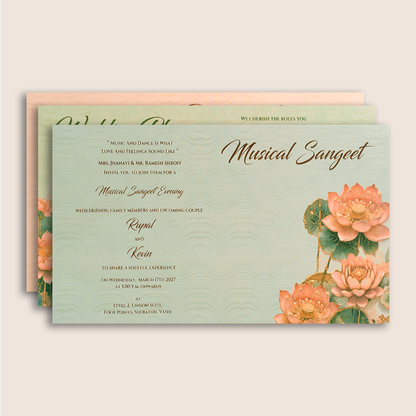 Grey Lotus Floral Padded Bag Style Invitation Card - KPR024720
