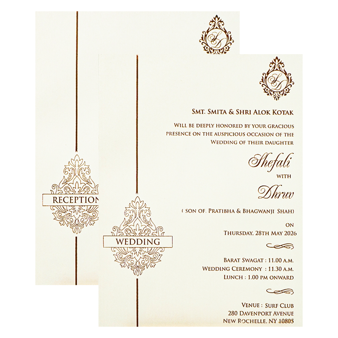 White Floral Arch Padded Wedding card-KRE28130