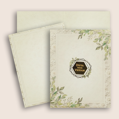 Grey Leaf Pattern Wedding Card - KNKC4093