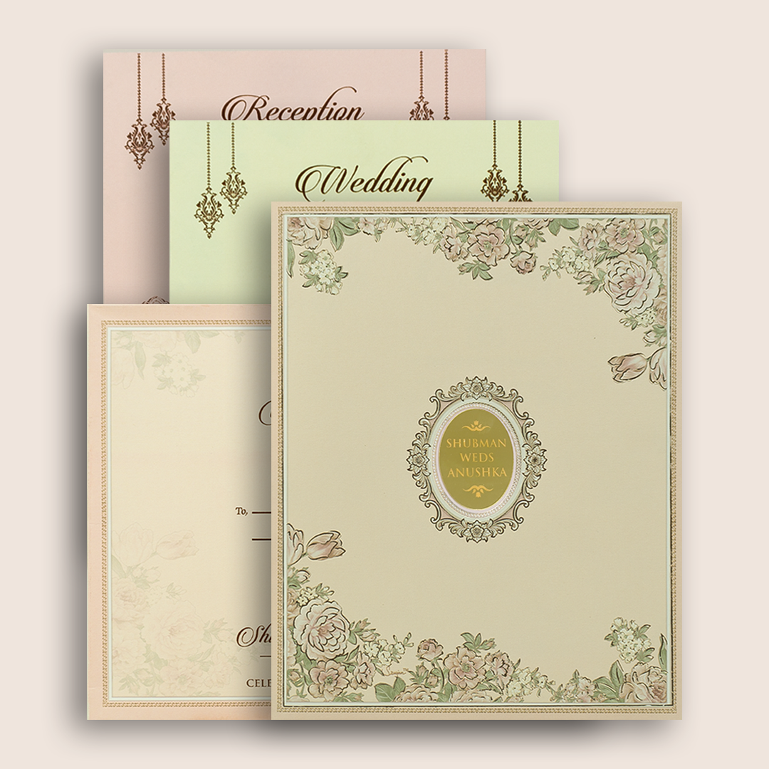Peach Rose Floral Wedding Card - KRB54210