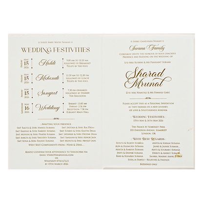 White Embossed Floral Wedding card-KRE28670