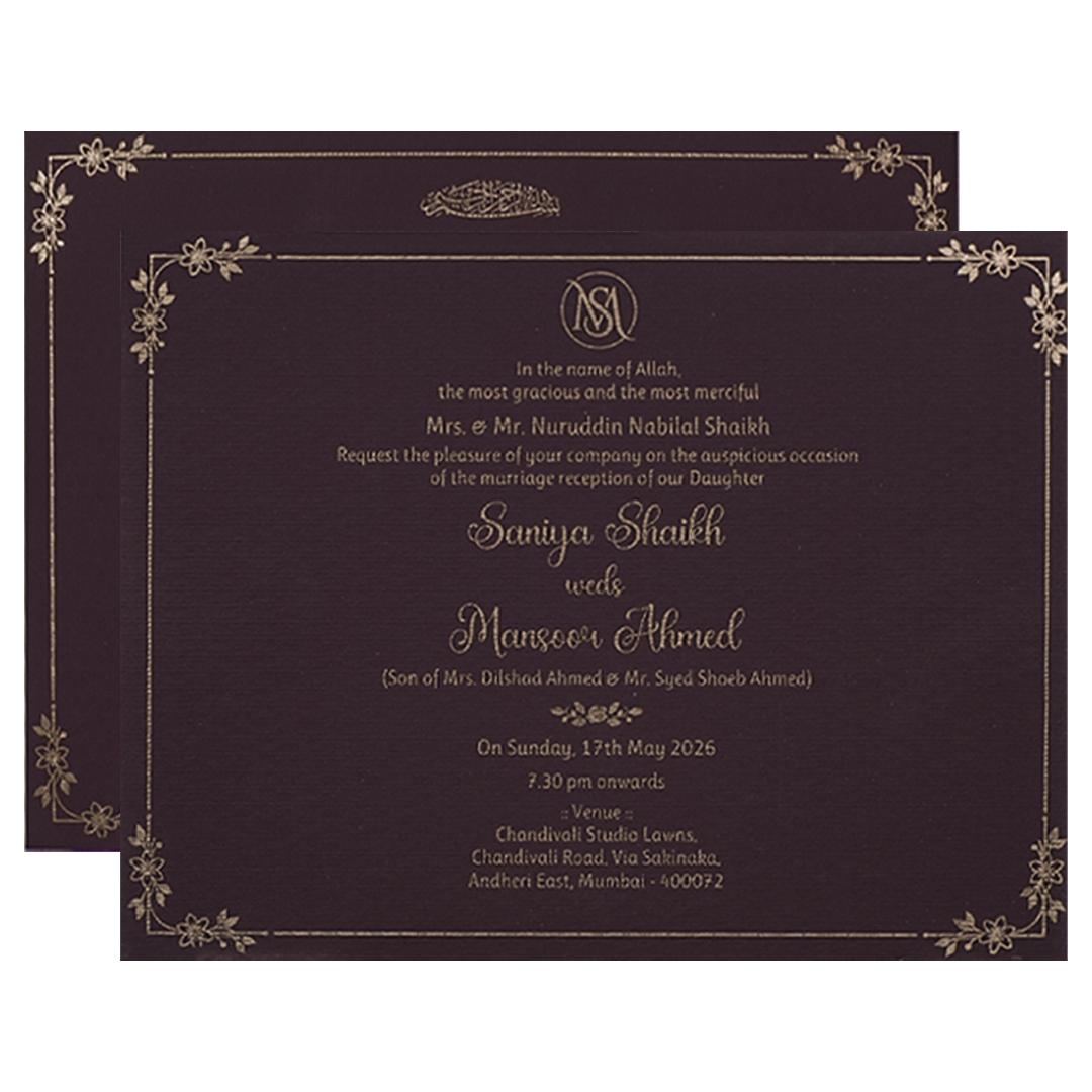 Purple Gold Floral Wedding Card-KSI65110