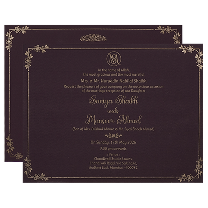 Purple Gold Floral Wedding Card-KSI65110