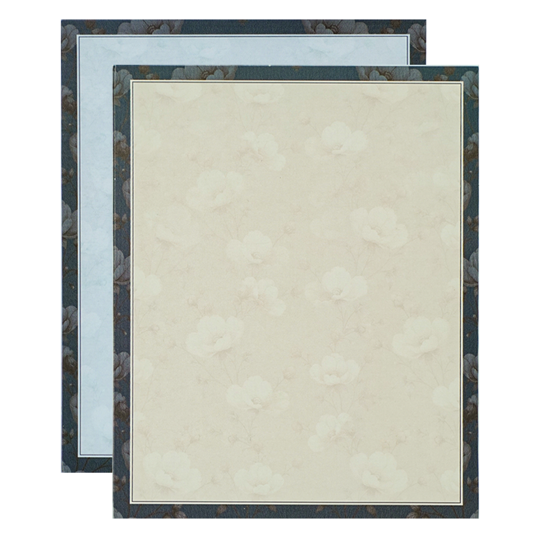 Blue Padded Floral Wedding Card-KAK01430