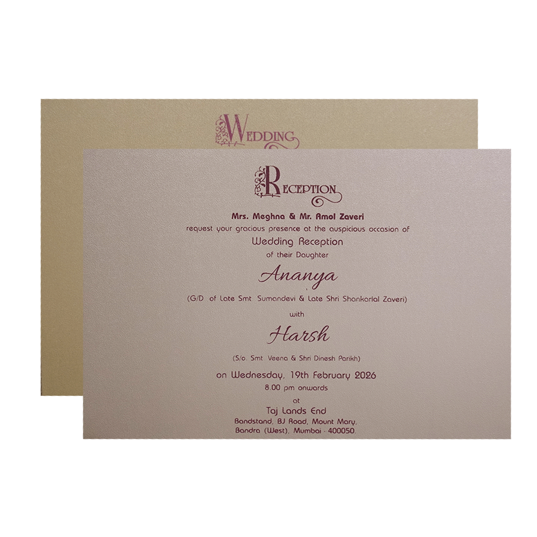 Blue Gold Floral Padded Wedding Card -KMMWD1137