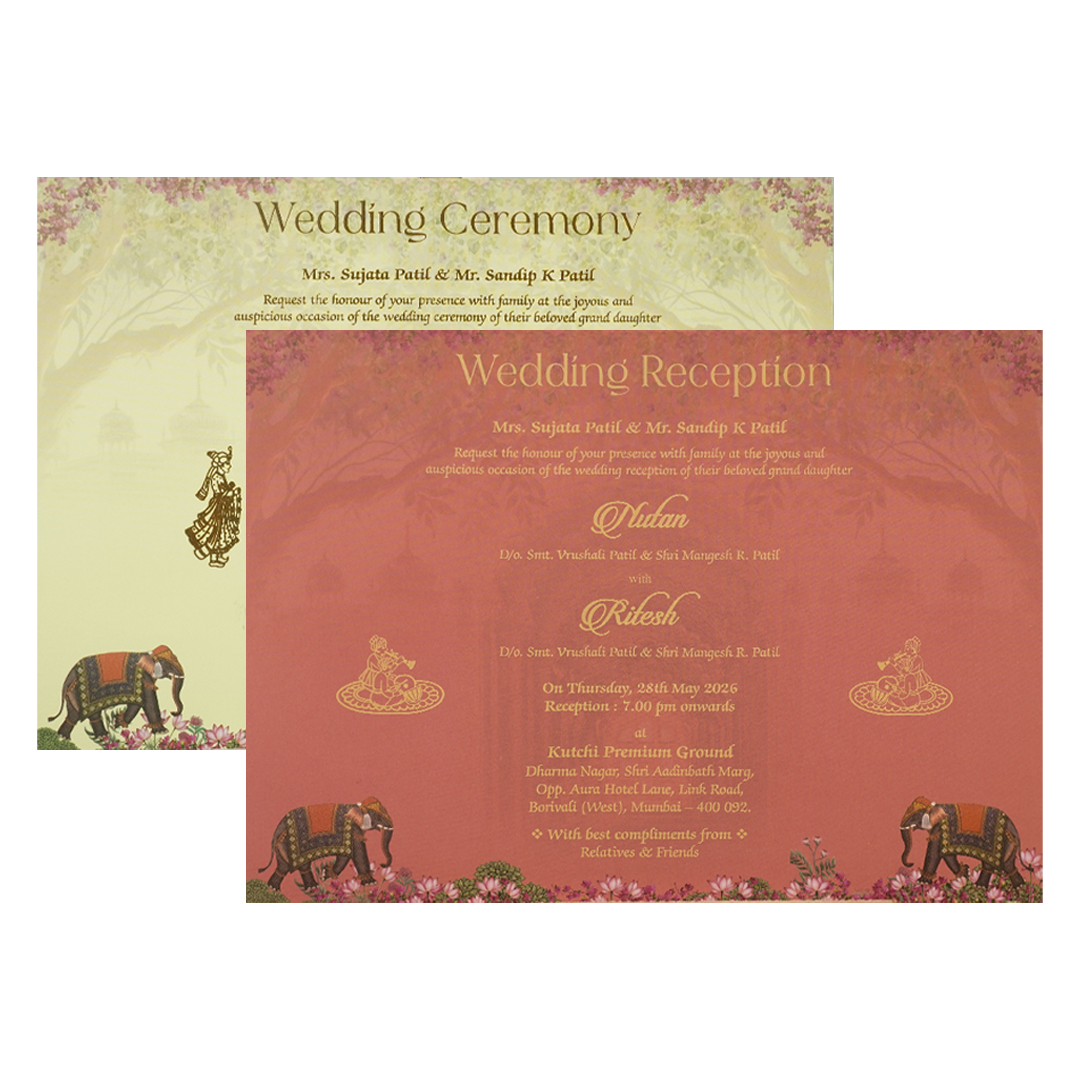 Royal Indian Palace Padded Wedding Card-KRE28000