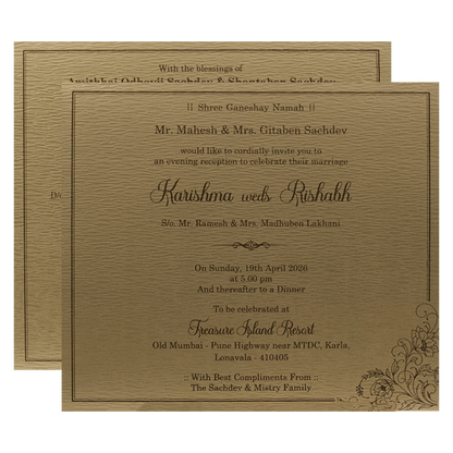 Gold Floral Ornate Wedding Card-KSI64900