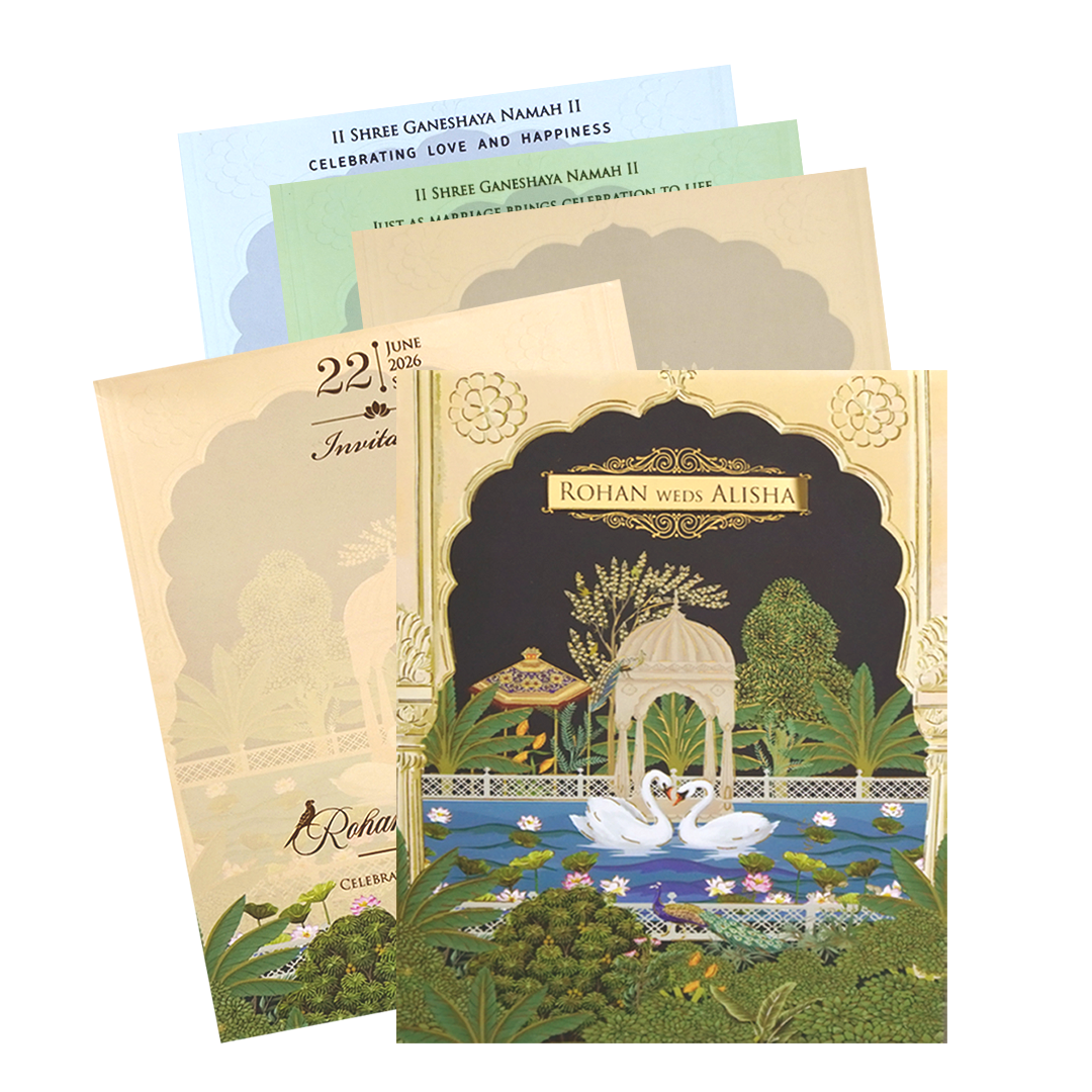 Cream Floral Garden Wedding Card - KFR14300