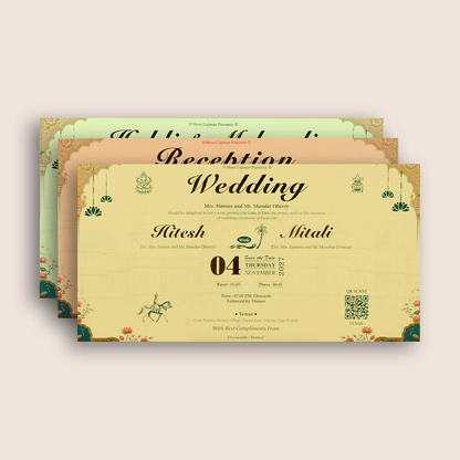 Peach Royal Elephant Baraat Premium Wedding Invitation – KSH27110
