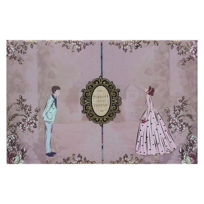 Lavender Bride Groom Padded Wedding Card-KJTS1837