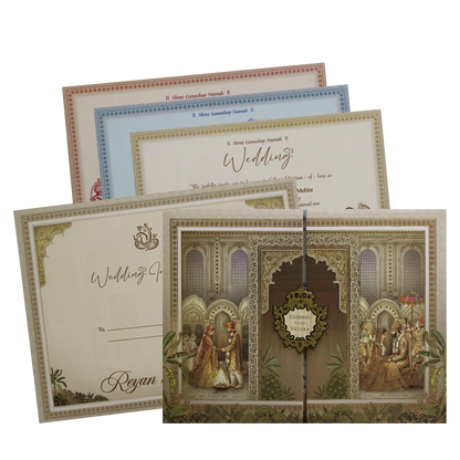 Brown Marriage Ritual Padded Wedding Card - KSH72950