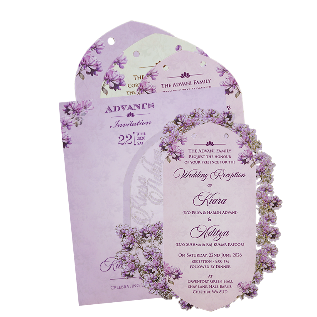 Lavender Floral Tag-Style Wedding Card - KFR15040