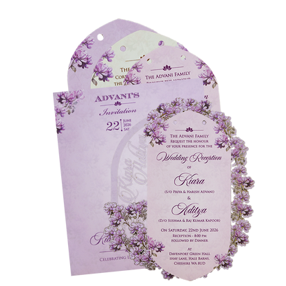 Lavender Floral Tag-Style Wedding Card - KFR15040