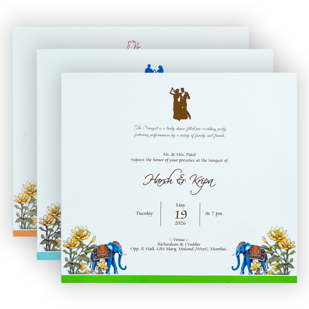White Padded Floral Wedding Card-KPR25080