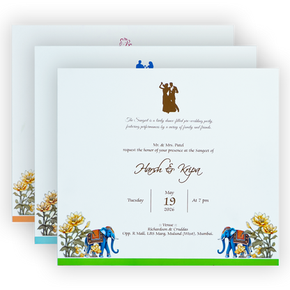 White Padded Floral Wedding Card-KPR25080
