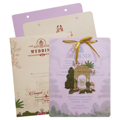 Pink Floral Theme Wedding Card  -  KNAL1401