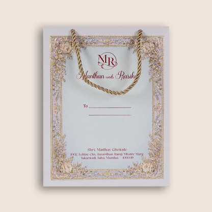 Lavender Embossed Floral Luxury Wedding Invitation Box - KSI33290