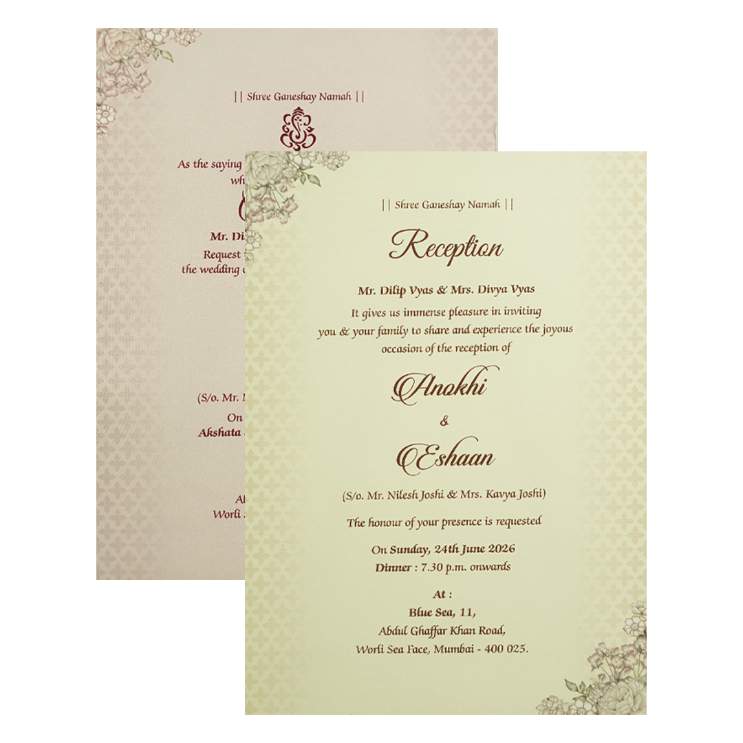 Lavender Floral Wreath Wedding Card-KJTS3650