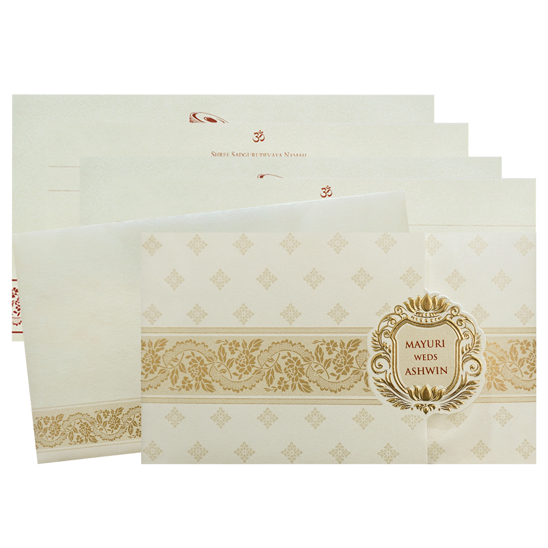Ivory Gold Regal Wedding Card-KPR06420