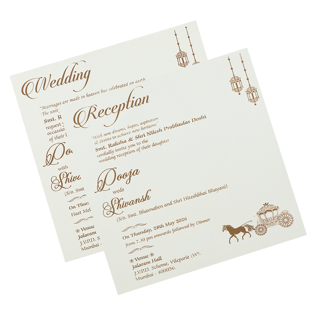 White Floral Embossed Padded Wedding Card-KRE26490