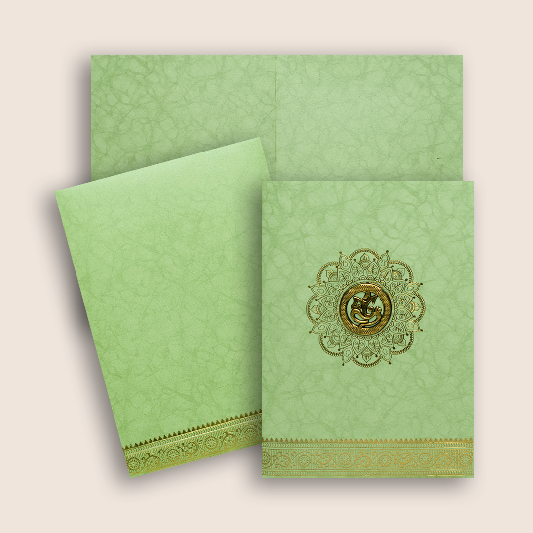 Green Floral Mandala Wedding Card - KNKR026GL