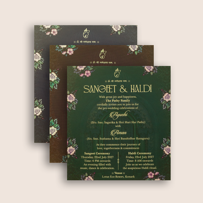 Navy Blue Door Style Padded Wedding Card - KVN07970