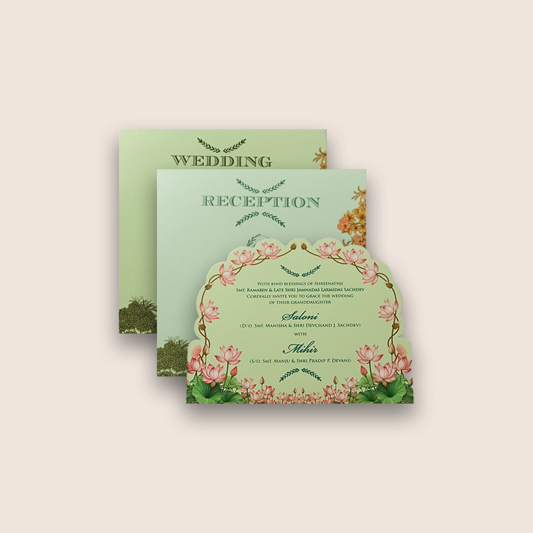 Light Blue Radha Krishna Padded Invitation Card - KPR026020