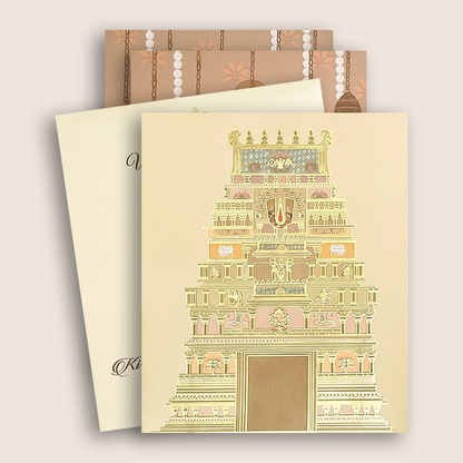 Cream Padded Temple Arch Wedding Card- KVR104