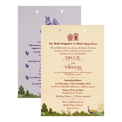 Cream Ornate Pavilion Wedding Card-KNCY6608C