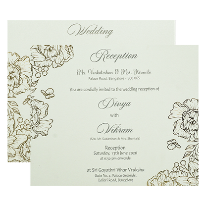 White Padded Floral Wedding Card-KNK4011G