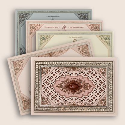 Pink Floral Laser-Cut Padded Wedding Invitation - KRB10850