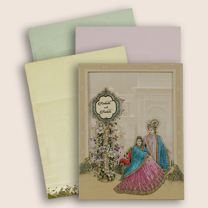 Sandal Laser Cut Bride Groom Padded Wedding Card - KAA05830
