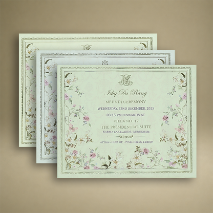 Cream Premium Floral Luxury Invitation Box - KNLW202534