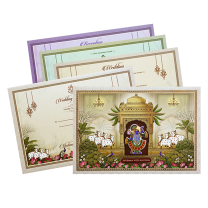 Check out Pichwai Art Padded Embossed Wedding Invitation Card at best price. ?WhatsApp Support ?Express Delivery.