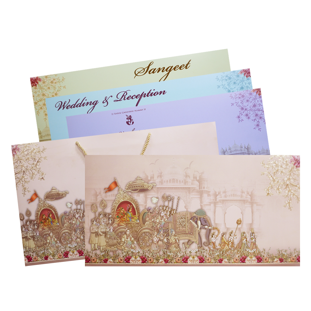 Peach Baraat Grandeur Wedding Invitation-KPR24700