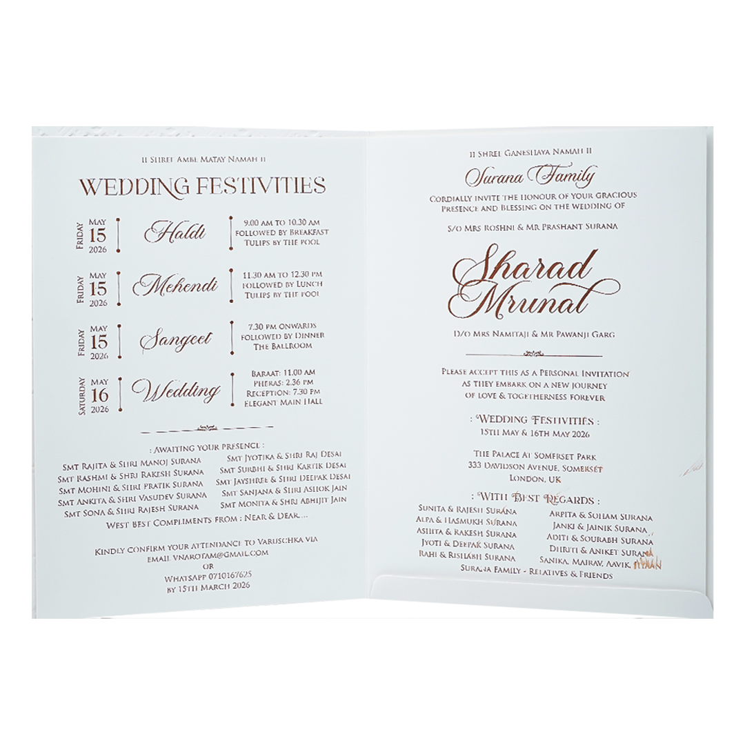 Buy White Embossed Procession Wedding card