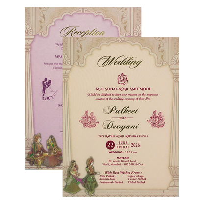 Pastel Blue Couple Padded Wedding Card-KJTS1729