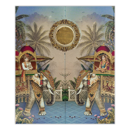 Blue Palms Elephant Wedding Card-KSH73040