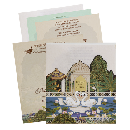 Luxury Cream Garden Laser-Cut Wedding Card - KFR16220