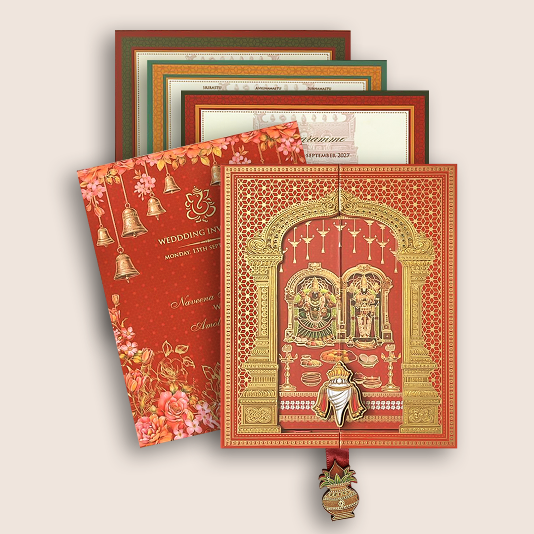Red Balaji Padmavathi Premium Luxury Invitation - KNLW202569