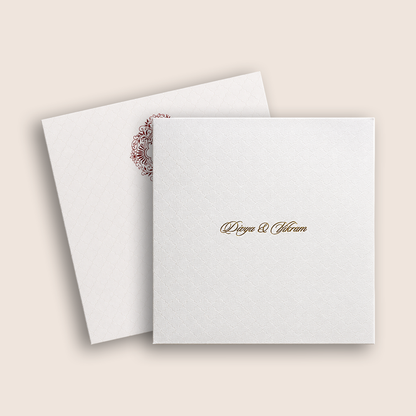 White Embossed Padded Wedding Card - KNK4021W
