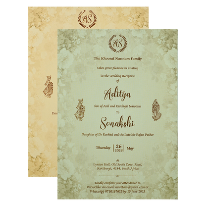 Cream Floral Padded Wedding Card-KRE27230