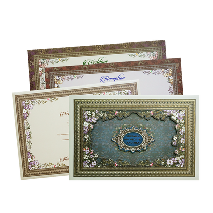 Check out Grey Padded Embossed Floral Cutout Wedding Invitation Card at best price. ?WhatsApp Support ?Express Delivery.
