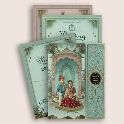Blue Bride Groom Door Style Padded Marriage Card - KSH18520