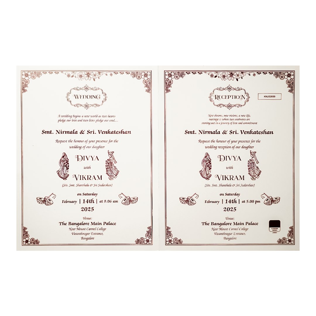 White Ganesha Laser-Cut Wedding Card-KNJS2059