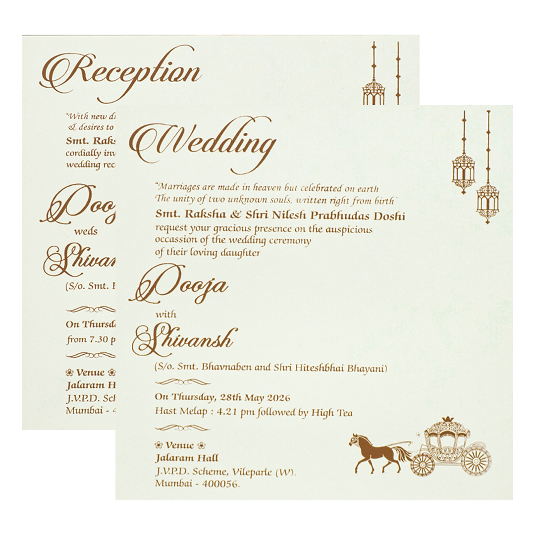 White Ganesha Floral Padded Wedding Card-KRE27590