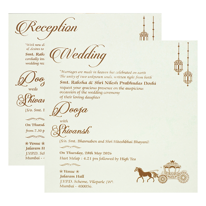 White Ganesha Floral Padded Wedding Card-KRE27590